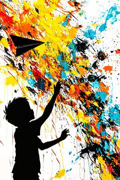 Kind en kleuren explosie kunst van Art & Soul Creations