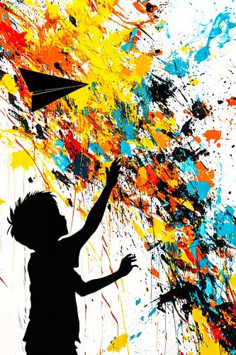 Kind en kleuren explosie kunst