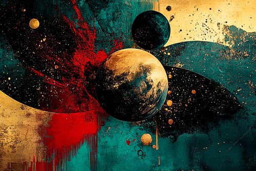 Abstracte ruimte en planeten kunst