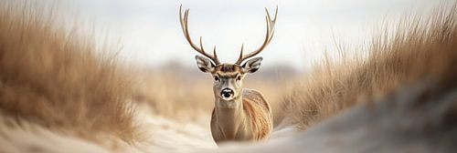 De serene elegantie van een hert in rustige duinvallei