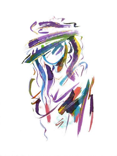 Kleurig abstract kunstwerk van een vrouwelijk portret