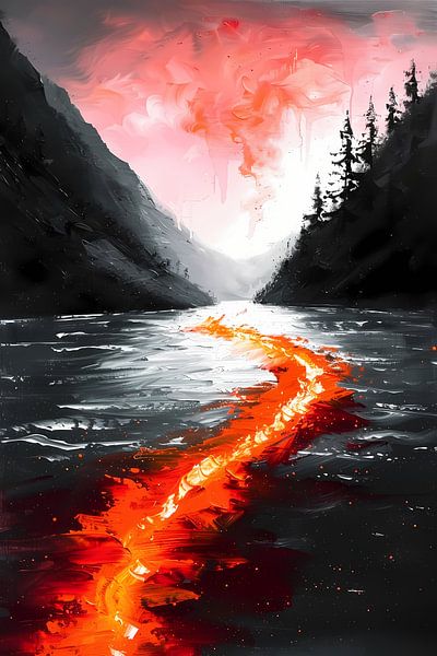 Abstrakter Fluss durch eine Berglandschaft von Art & Soul Creations