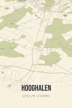 Vintage landkaart van Hooghalen (Drenthe) van Rezona