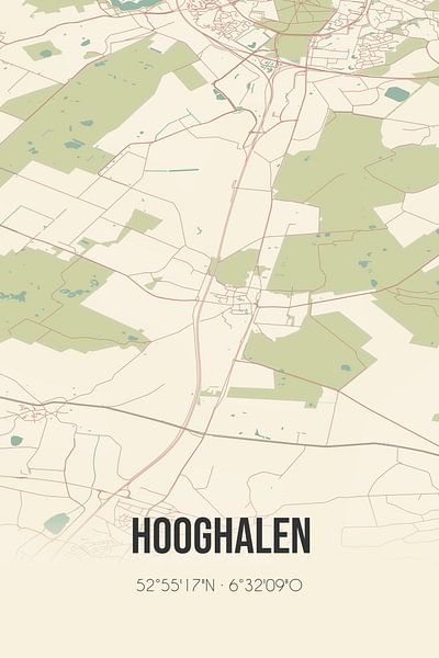 Vintage map of Hooghalen (Drenthe) by Prints of Place