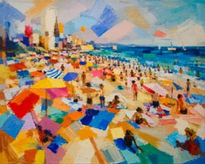 Kleurrijke zomerdag op het strand