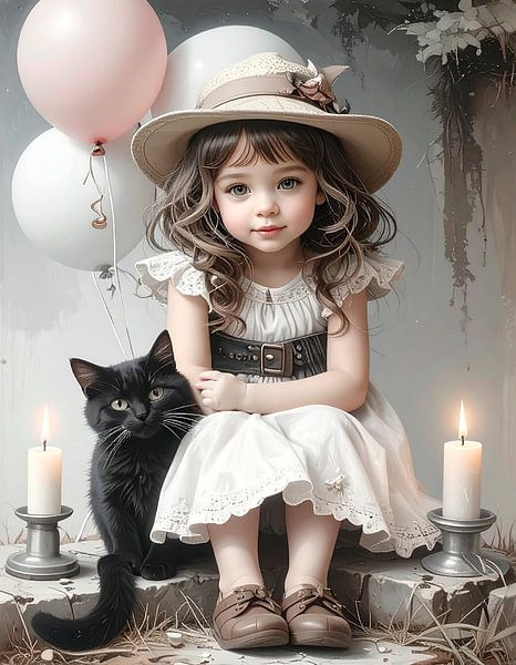 Mädchen mit Katze... von Ans Bastiaanssen