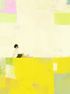 Girl Sitting | Yellow Girl by ARTEO Paintings