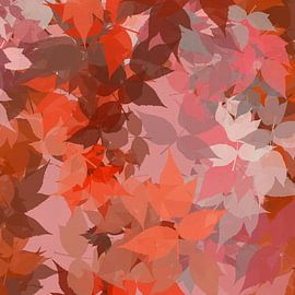 Moderne botanische kunst. Kleurrijke bladeren in terracotta, oranje en roze van Abstract Minimalist Art