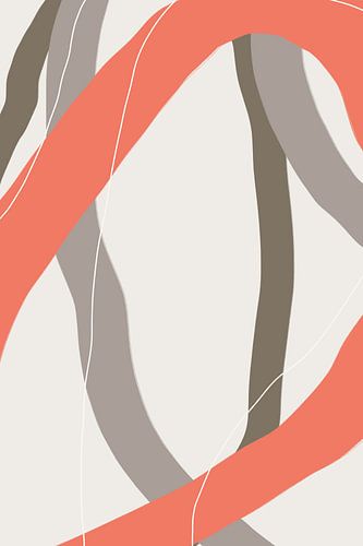 Formes modernes abstraites et minimalistes en rouge corail, brun, gris taupe V