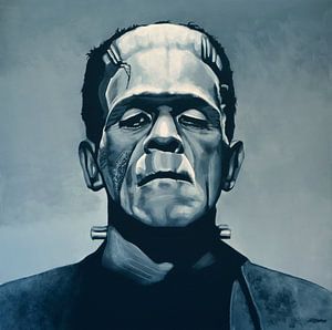 Peinture de Boris Karloff alias Frankenstein sur Paul Meijering