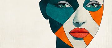 Geometry of emotions - play of faces Colourful fragments by Poster Art Shop