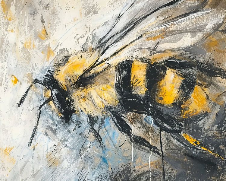 Flower and bee painting by Wonderful Art