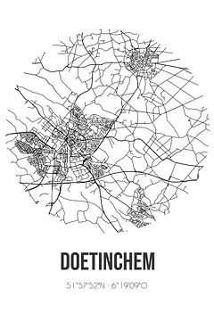Doetinchem (Gelderland) | Landkaart | Zwart-wit van MijnStadsPoster