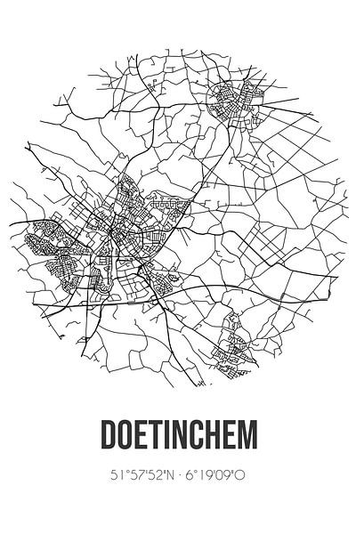 Doetinchem (Gelderland) | Landkaart | Zwart-wit van Stad & Wand