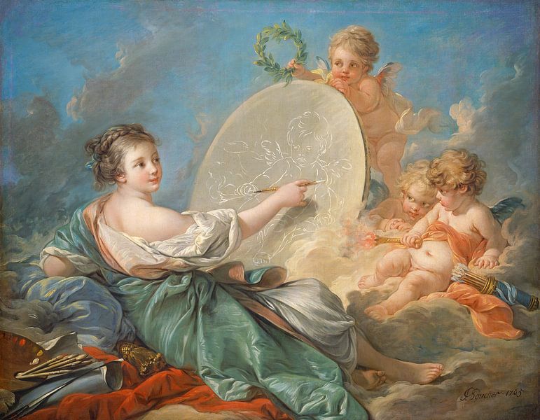 François Boucher. Allegorie van de schilderkunst van 1000 Schilderijen