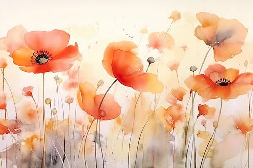 Mohnfamilie | Bezaubernder Blumenstrauß in perfekter Balance | Blumen | Aquarell
