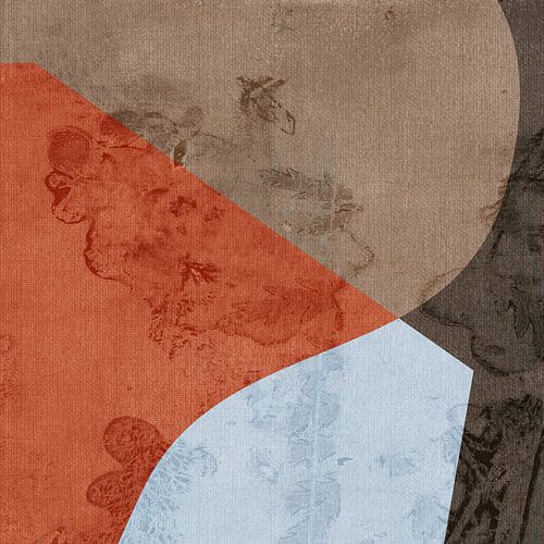 Abstract shapes in wabi-sabi style on linen by Dina Dankers