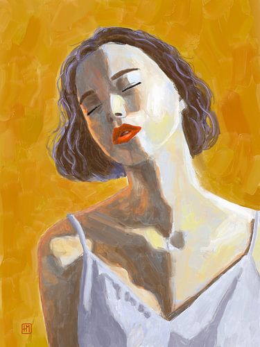 Dreamer, portrait of a woman in chiaroscuro.