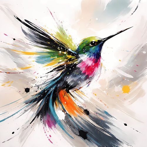 Lively hummingbird in flight