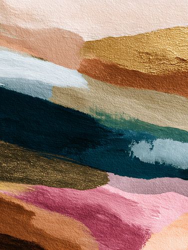 Abstract landschap in warme kleurbanen