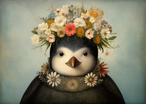 Schilderij Bloemenpinguïn