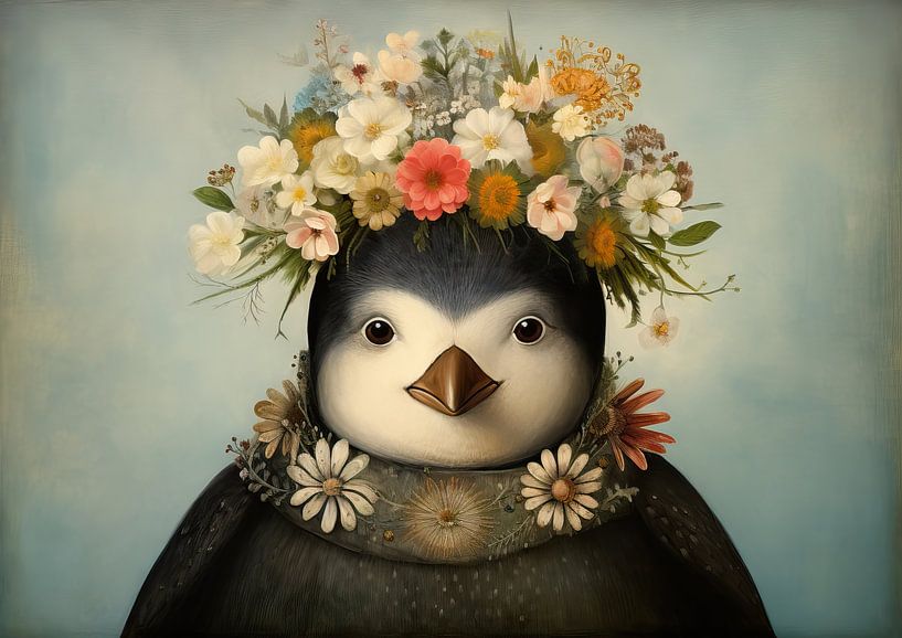 Painting Flower Penguin by Abstract Painting