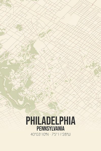 Vintage map of Philadelphia (Pennsylvania), USA. by Prints of Place