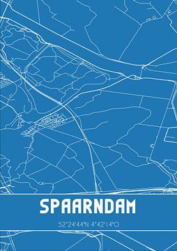 Blauwdruk | Landkaart | Spaarndam (Noord-Holland) van Rezona