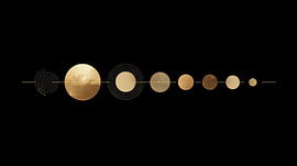 Luxuriöse Planeten nebeneinander – goldenes Panorama