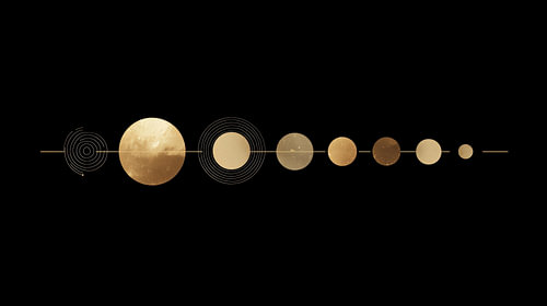 Luxe planeten naast elkaar goud panorama