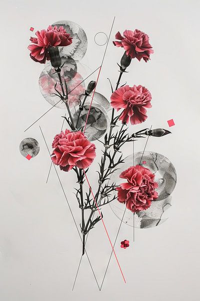 Carnations - Charming floral artwork for an idyllic home by Poster Art Shop