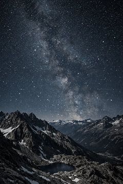Milky Way above Mountain Landscape at Night by Design Wall Arts