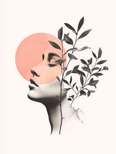 Femme, cercle et rameau d'olivier