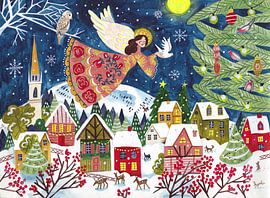 Engel in winterlandschap met bergen