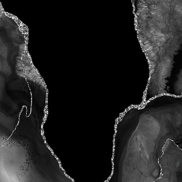 Schwarz &amp; Silber Achatstruktur 03 von Aloke Design