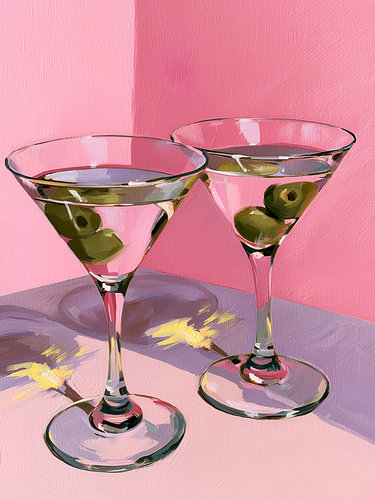 Roze martini-cocktails