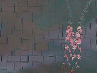 Two summer flowers against a geometric silver background