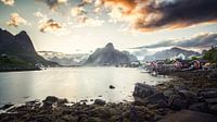 Soleil de minuit, Reine, îles Lofoten  par Niels Devisscher Aperçu