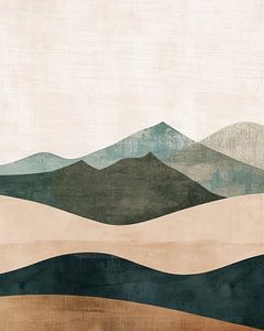 Berge auf beigem Leinen