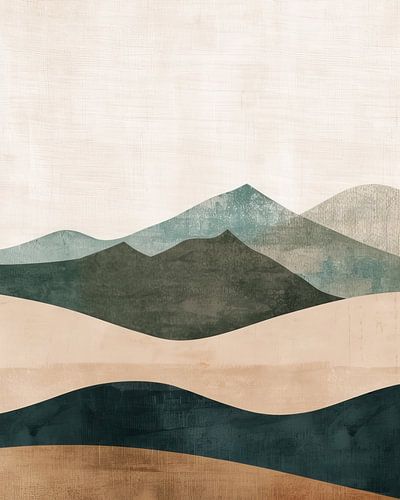 Mountains on beige linen