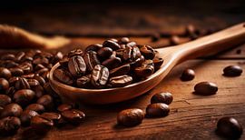 Koffiebonen met lepel