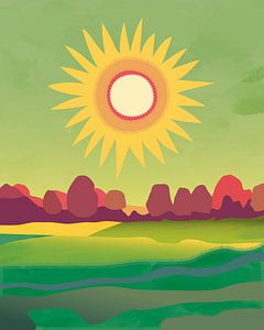 Summer landscape with a lot of green