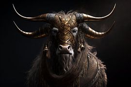 Scottish highlander with two horns