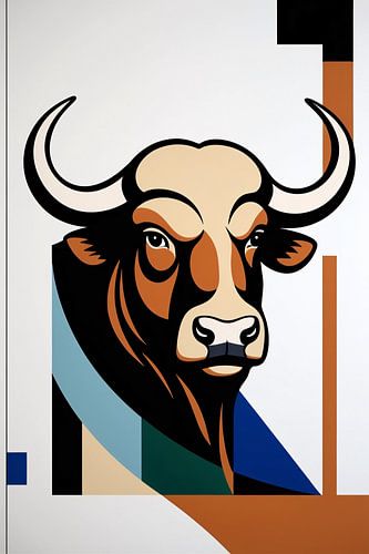 Taureau cubiste avec cornes