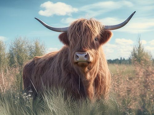 Schottischer Hochländer in seinem natürlichen Lebensraum