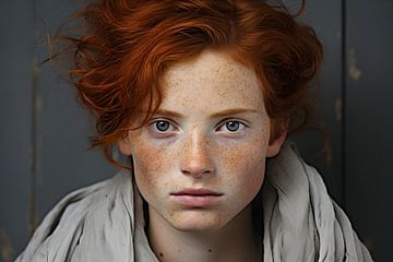 Portrait d'un garçon aux cheveux roux sur Heike Hultsch