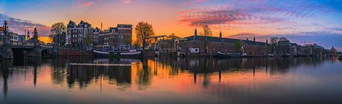Panorama of the Amstel River in Amsterdam, 2020