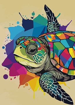 Zeeschildpad Pop Art van MIROKKU