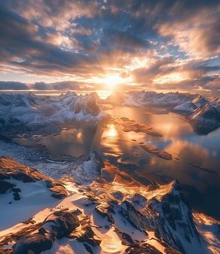 Winterwonder op een bergmeer van fernlichtsicht