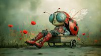 Ladybirds in a handcart by Heike Hultsch thumbnail